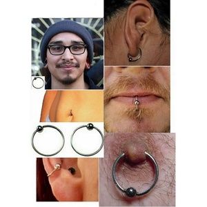 Pair of 2 Captive Bead Rings Body Piercing Small Hoop Earring Set